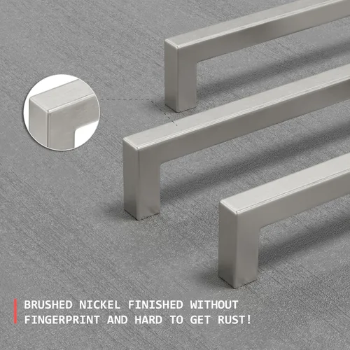 Miniatura 4 de homdiy Paquete de 1 tirador de gabinete de níquel cepillado de 3-3/4 pulgadas, manijas cuadradas de acero inoxidable para puerta de armario