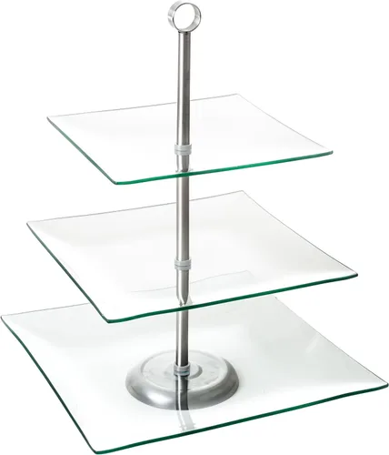 Miniatura 2 de Chef Buddy soporte cuadrado de vidrio para buffet y postre de 3 niveles.