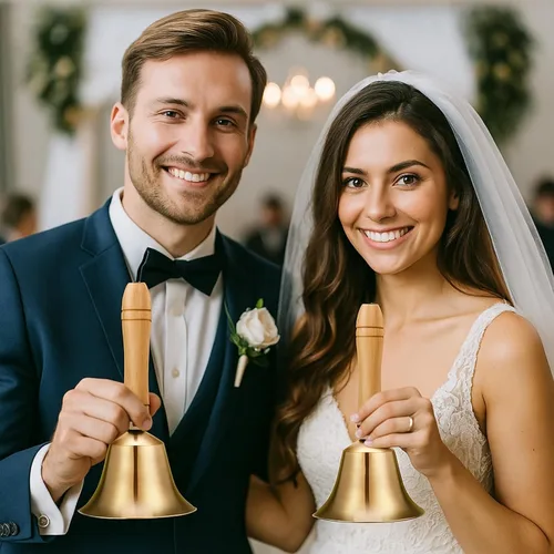 Miniatura 6 de 2 campanas de llamada de mano de latón macizo con mango de madera para sonar fuerte, servicio de mano de latón, llamada de ancianos, boda