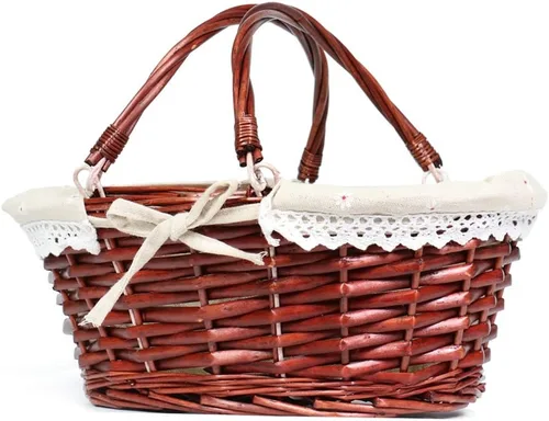 Miniatura 10 de Cestas de regalo de mimbre vacías Cesta de picnic tejida ovalada de sauce Cesta de dulces de Pascua Cesta de vino con asa Cesta de huevos Reunión