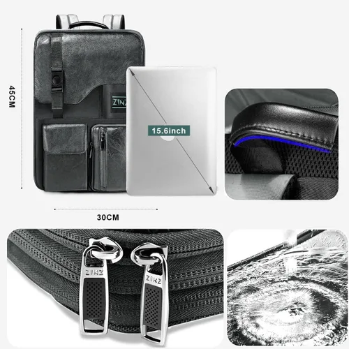 Miniatura 5 de Mochila para laptop delgada y expandible de 15.6 pulgadas, mochila para computadora resistente al agua, antirrobo, mochila de viaje para hombres