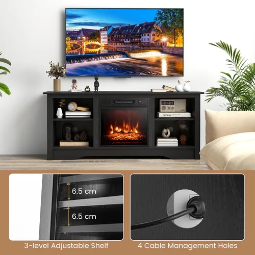 Miniatura 8 de SIMOE Soporte de TV eléctrico con chimenea para televisores de hasta 65 pulgadas, consola de TV moderna de 58 pulgadas con chimenea de 18 pulgadas