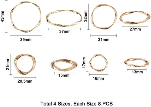 Miniatura 3 de PH PandaHall 32 piezas de 4 tamaños de anillo de enlace giratorio de aleación de metal para círculos de joyería para aretes, collares, pulseras