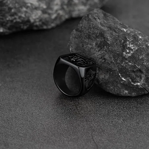 Miniatura 8 de FaithHeart Anillos de sello de cabeza de lobo para hombres y mujeres, anillo vikingo nórdico de acero inoxidable, tamaño 7891011121314 personalizado