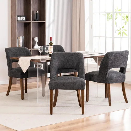 Miniatura 38 de VKNOW Juego de 2 sillas de comedor de madera, silla de comedor tapizada en tela moderna, silla de cocina, silla de cena de granja para cocina y Verde