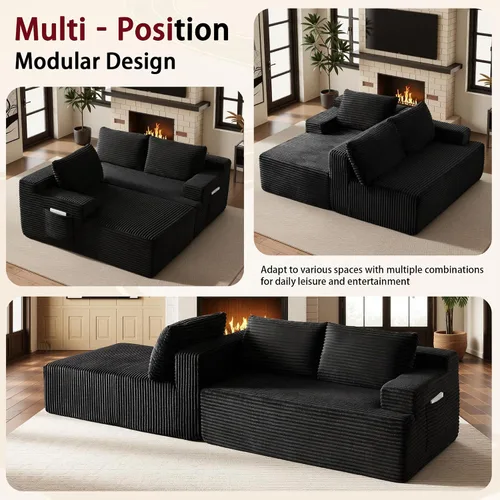 Miniatura 7 de Sofá modular moderno de 96 pulgadas para sala de estar, sofá modular tapizado, sin hueso, cómodo sofá nube con diván en forma de L