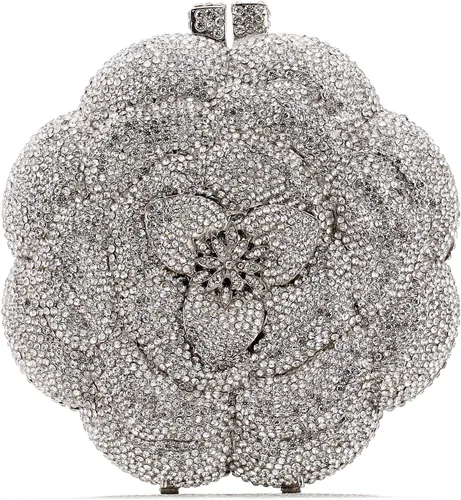 Bolso de noche para mujer, bolso de embrague de cadena de metal con diamantes de imitación Fashion, AAA Rhinestone, Metal Chain