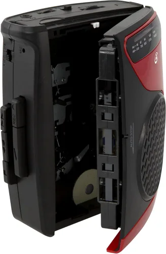 Miniatura 2 de GPX Reproductor de casete portátil, compatible con auriculares, 3.54 x 1.57 x 4.72 pulgadas, requiere 2 pilas AA, no incluidas, rojo/negro (CAS337B)
