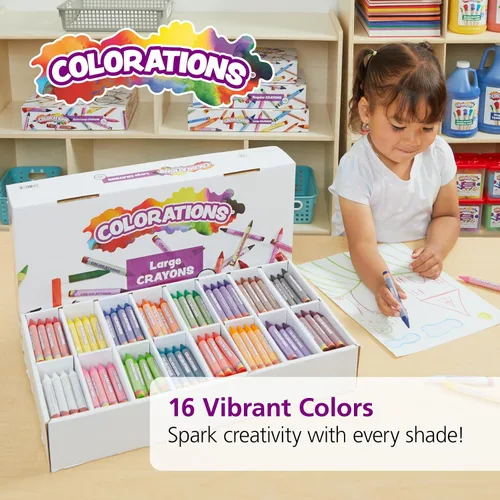 Miniatura 4 de Colorations Paquete de crayones grandes para el aula, 400 unidades, 16 colores, no tóxicos, suministros escolares para niños, crayones jumbo a