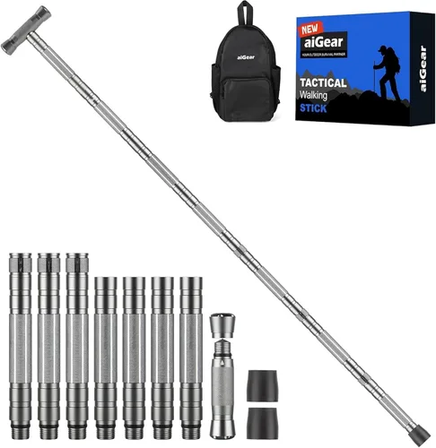 Miniatura 11 de aiGear G3 Tactical Walking Stick Self Defense, Upgraded Durable Hiking Stick with Multitool Adjustable 5-8 Tubes Modular Design for Hiking Camping