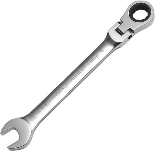 Miniatura 19 de WISEUP - Llave de trinquete CR-V forjada, llave de trinquete de cabeza flexible de 10 mm, llave de diseño industrial de doble uso, herramientas