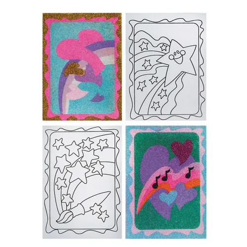 S&S Worldwide Tableros de arte de arena sin terminar para crear cuadros de arena, ideales para niños y todas las edades, 3 diseños de cada uno de 4