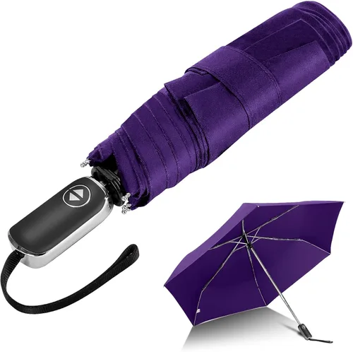 Miniatura 121 de LEAGERA Paraguas de viaje compacto para bolso, mango plano, impermeable para lluvia ligera