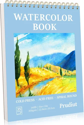 35 hojas de papel de acuarela de 9 x 12 pulgadas, 140 lb/300 GSM, papel de color de agua de prensa en frío, encuadernado en espiral, cuaderno de