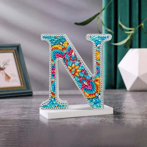 Miniatura 19 de YOYA Letras de Artesanía de Madera con Arte de Diamantes 5D de 6 Pulgadas para Decoración de Pared, Kits de Arte de Diamantes de Letras de A