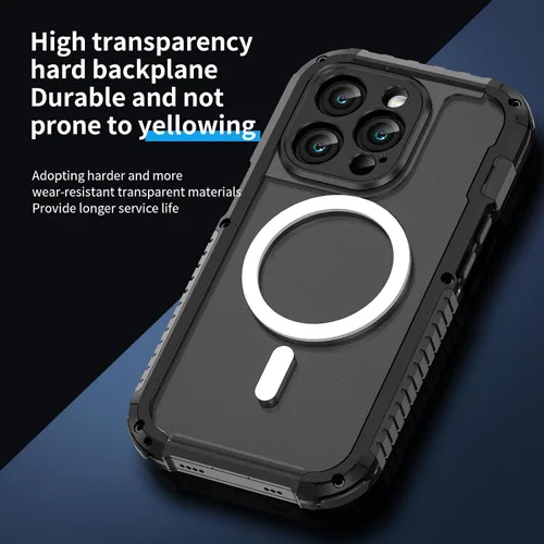 Miniatura 3 de FW - Funda de metal para iPhone 15 Pro, compatible con MagSafe, funda para iPhone 15 Pro, marco de metal de aluminio, cuerpo completo, resistente