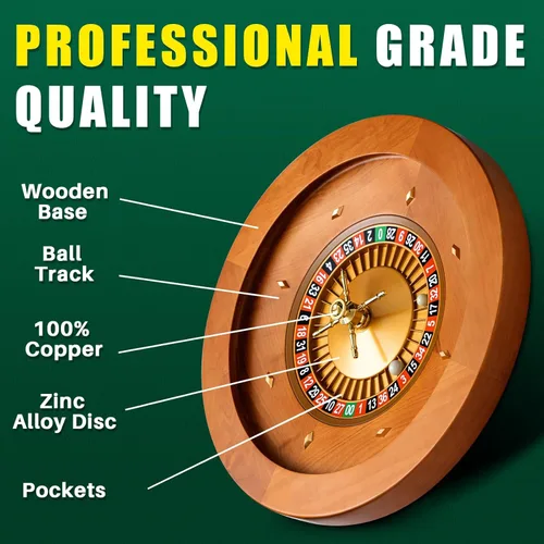 Miniatura 7 de Leyndo Rueda de Ruleta de Madera de 20 Pulgadas con 4 Bolas de Ruleta Rodamientos de Precisión de Grado Casino Rueda de Ruleta Mesa Giratoria