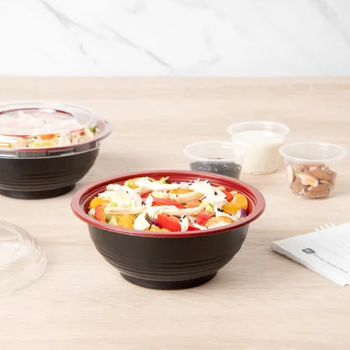 Miniatura 3 de Restaurantware Tazones de plástico para alimentos de 18 onzas, 200 recipientes desechables con tapa, aptos para Mircowave, sin BPA, cuencos