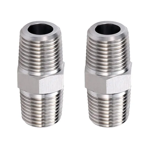 Miniatura 5 de 3/8" macho a 3/8" macho NPT hexagonal 304 acero inoxidable roscado accesorios de tubería (paquete de 5)