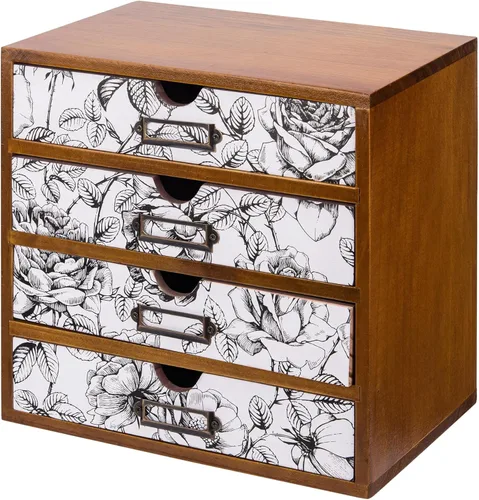 Miniatura 10 de Organizador de escritorio de madera verde bohemio con cajones, caja de almacenamiento de escritorio de 4 cajones, organizador de escritorio de Boho
