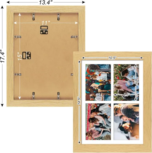Miniatura 556 de Marcos de Fotos Collage de 13.5X15.5 con 7 Aberturas para Fotos de 4X6, Marco de Fotos Múltiples con Paspartú para Decoración de Pared, Grano