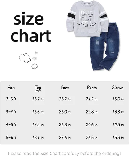 Miniatura 7 de oklady Ropa para niño pequeño, sudadera de manga larga con letras y pantalones de mezclilla rasgados, trajes de otoño e invierno para niños, 2-6T
