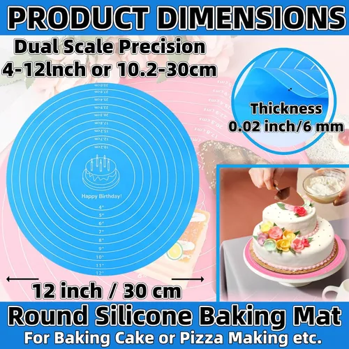 Miniatura 2 de Tapete de silicona para hornear, tapete de silicona para tartas, tapete de silicona para hornear con medidas para tartas, soporte antiadherente, Azul