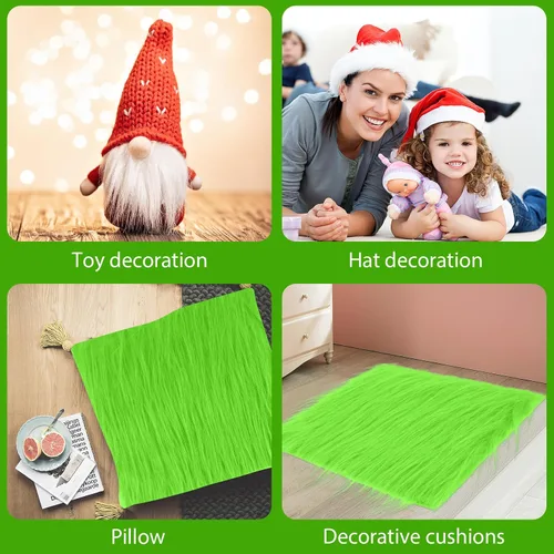 Miniatura 5 de Piel sintética para manualidades, 10 x 20 pulgadas, piel falsa de Navidad, tela de piel esponjosa, corte de piel para manualidades, manualidades