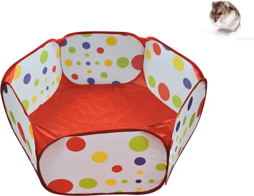 Miniatura 7 de WishLotus Corralito de juegos para animales pequeños, valla de ejercicio portátil para mascotas al aire libre, valla de alambre de metal emergente