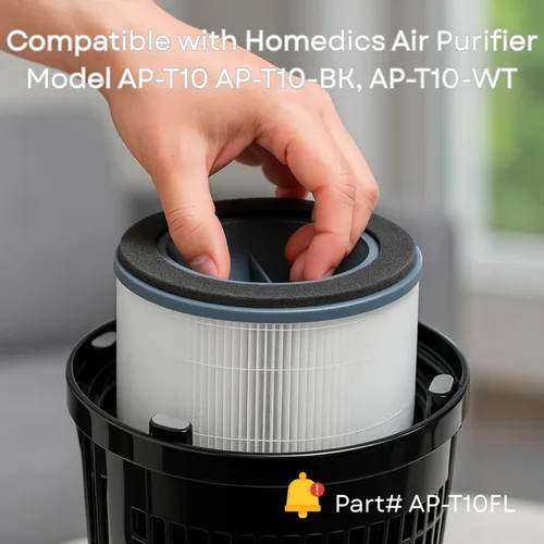Miniatura 3 de Nispira AP-T10 AP-T10FL Reemplazo de filtro HEPA 3 en 1 de carbón activado para purificador de aire Homedics AP-T10-BK AP-T10-WT Elimina humo