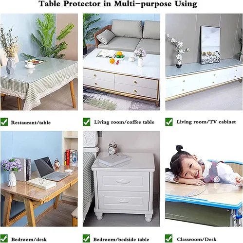 Miniatura 6 de Mantel de PVC transparente transparente para mesa de escritorio, protector de mesa, resistente al agua, de vidrio suave, tamaño personalizado 0.039