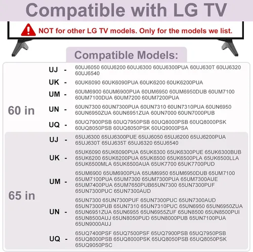 Miniatura 3 de Soporte de TV de 60 y 65 pulgadas para patas de TV LG, para UQ UJ UK UM UN Series 60UQ7950 60UQ8000 60UJ6050 60UK6090 60UM6900 60UN7300 65UJ6300