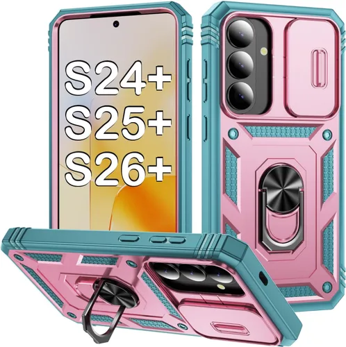 Miniatura 26 de PASNEW Funda para Samsung Galaxy S22 Ultra 5G, cubierta de cámara deslizante y soporte de dedo de metal giratorio de 360°, militar, resistente, a