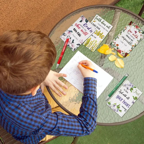 Miniatura 5 de Geyee - Juego de 40 bolígrafos cristianos para notas, 20 mini cuadernos con versículos de la Biblia, 20 bolígrafos inspiradores, cuaderno
