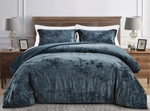 Miniatura 16 de Chezmoi Collection Lux - Juego de edredón de terciopelo gris peltre de 2 piezas, tamaño individual, juego de ropa de cama de terciopelo de felpa