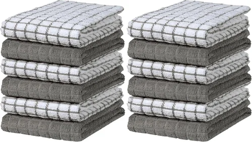 Miniatura 12 de Bumble - Paños de cocina (8 unidades) 12 x 12 pulgadas Toallas de cocina 100% algodón 405 GSM Toallas de cocina suaves, altamente Gris