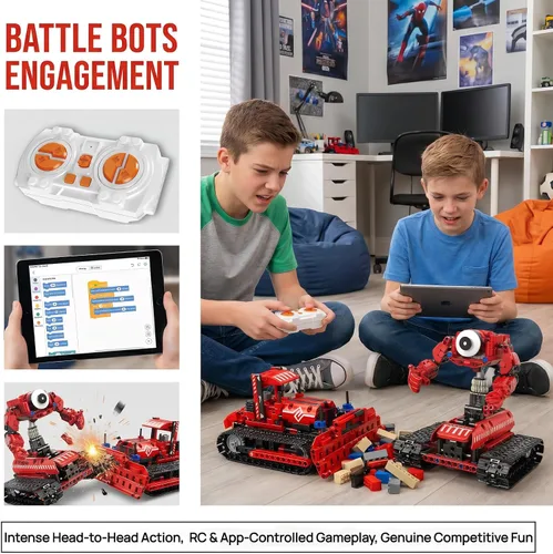 Miniatura 3 de STEM Toys Kit de robot, aplicación y excavadora de control remoto para niños, robótica para niños de 12 a 16 años, juguete educativo de niveladora a