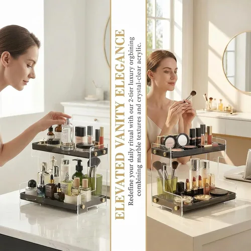 Miniatura 3 de FFK Organizador de Encimera de Baño, Organizador de Encimera de Baño de 2 Niveles, Estante de Especias de Cocina Organizador de Cosméticos, Estante