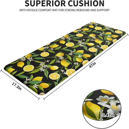 Miniatura 2 de Lemon Tapetes de Cocina para Piso - Tapetes Antifatiga para Piso de Cocina, Acolchados Antideslizantes Lavables de Espuma Viscoelástica