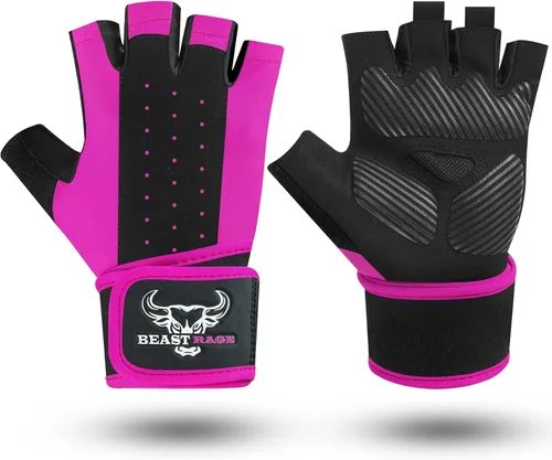 Miniatura 7 de BEAST RAGE Guantes de entrenamiento acolchados para hombres, correas largas para la muñeca estabilizan el agarre para adultos, guantes