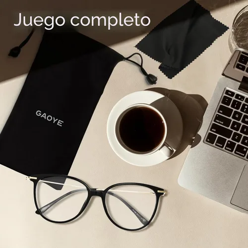 Miniatura 7 de Gaoye - Gafas de bloqueo de luz azul - Marcos redondos TR90 de moda, brazos de metal, protección UV400 - Estuche suave a juego