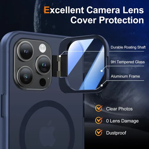 Miniatura 3 de Meifigno Window Mag Series - Funda diseñada para iPhone 15 Pro, soporte de cámara integrado y compatible con MagSafe, parte trasera mate translúcida