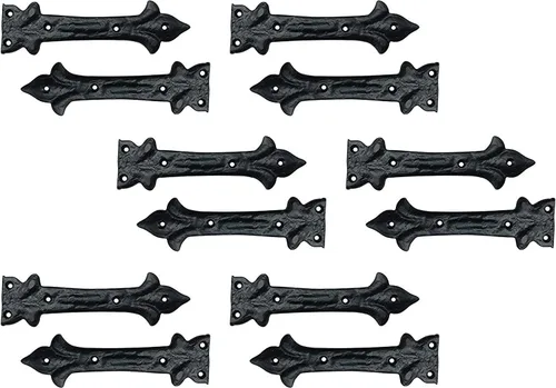 Adonai Hardware Adonijah Bisagra falsa de aluminio para montaje frontal (6.5" x 12 Pack, Negro mate) para puertas de granero, puertas, armarios de