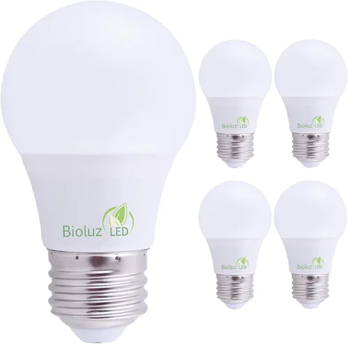 Bioluz - Bombillas LED regulables, equivalente a 60 W (8 W), base media tipo A, blanco suave 3000 K, paquete de 4, eficiencia energética, reemplazo