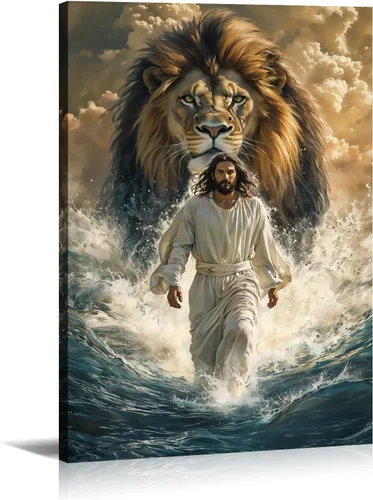 Miniatura 8 de Arte de pared de Jesús y cardenal, decoración de Cristo, cuadro enmarcado de Dios, pintura cristiana, inspiración religiosa, impresiones en lienzo