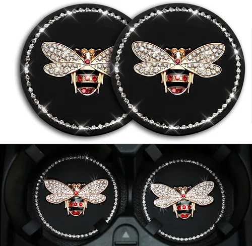 Inserto de Portavasos Brillante - Posavasos de Silicona Antideslizante de 2.95 pulgadas a Prueba de Golpes, Accesorios Universales de Moda para