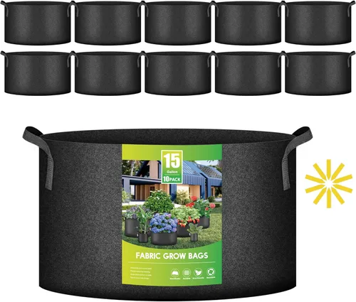 Miniatura 21 de iPower Paquete de 10 bolsas de 3 galones para plantas de tela no tejida gruesa resistente para cultivo de papas, contenedor duradero con aireación