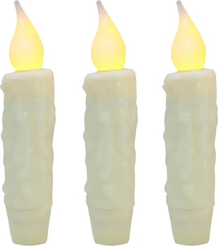 Miniatura 28 de CVHOMEDECO. Velas de cera real sumergidas a mano con temporizador LED con pilas, velas cónicas sin llama primitivas del país, 4-3/4 pulgadas, negro