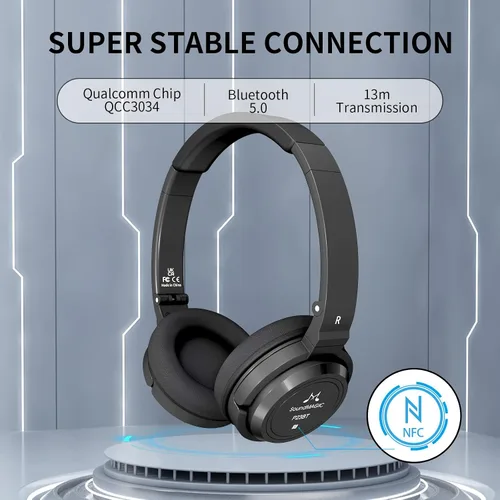 Miniatura 3 de SoundMAGIC P23BT Auriculares Bluetooth portátiles en la oreja CVC Micrófono con cancelación de ruido HiFi Conexión de señal inalámbrica estable