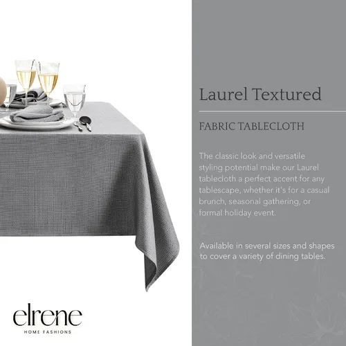 Miniatura 2 de Elrene Home Fashions - Mantel de textura sólida de laurel, resistente al agua y a las manchas, 52 x 70 pulgadas, rectangular, color gris 2-Gris